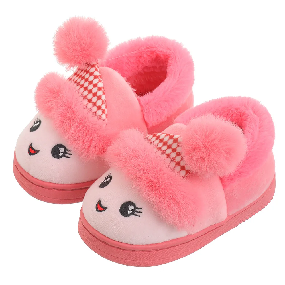 Children\'s Plush Cotton Shoes Autumn / Winter Cute Cartoon Middle/small Children\'s Cotton Tow Boys /girls Indoor Warm Home Shoes