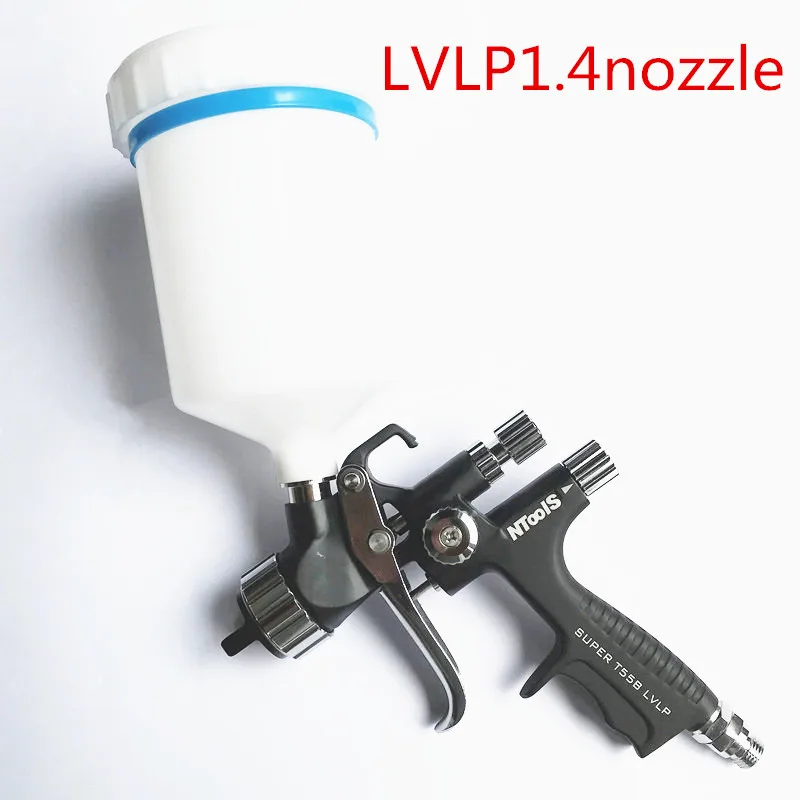 Spray Gun1.3 1.4 Bico Lvlp Pistola de Proteção Ambiental Pistola com Tanque t Reparação Pintura do Carro Pistola Pulverizador Preto T55p