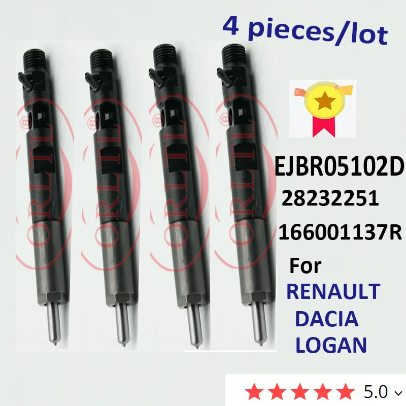 4pc New Common Rail Injector Diesel Injector EJBR05102D 28232251 166001137R for DACIA LOGAN