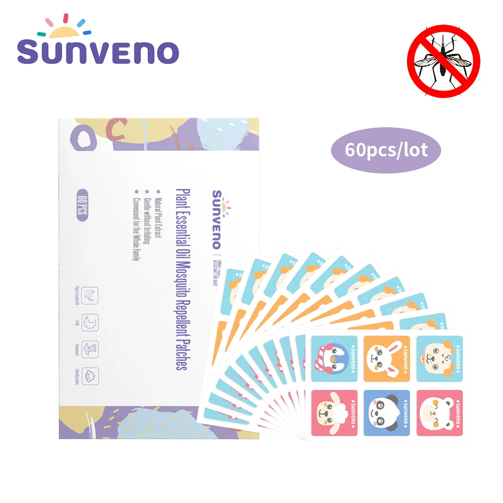 Sunveno 60pcs/Lot Natural Mosquito Repellent Sticker 100% Anti Mosquito Non Toxic Pure Essential Oil Keeps Insects Far Away