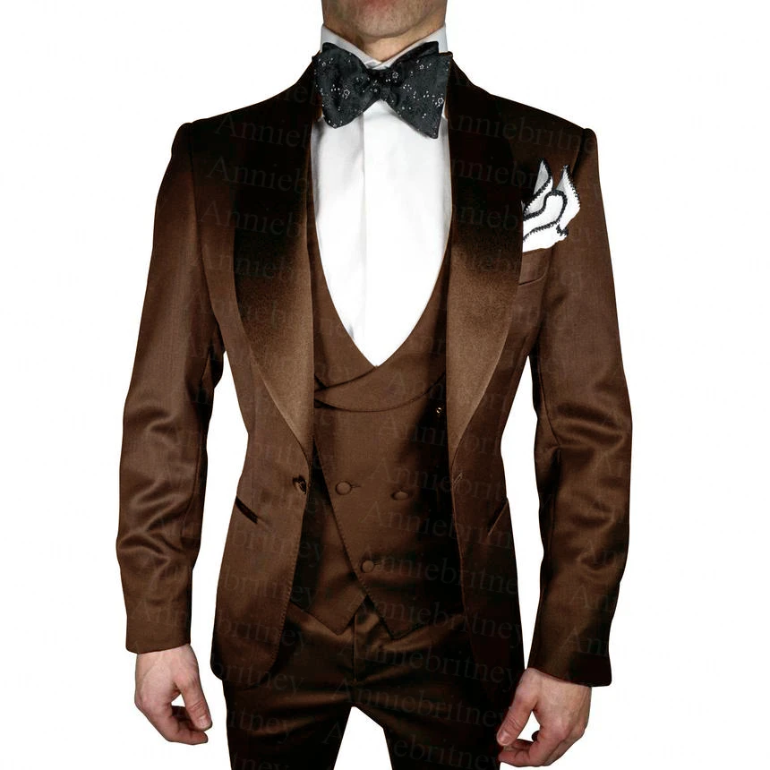 2021 Black Wedding Tuxedo Male Suit 3 Piece Slim Fit Men Suits Set Shawl Lapel Custom Prom Business Boyfriend Jacket with Pants