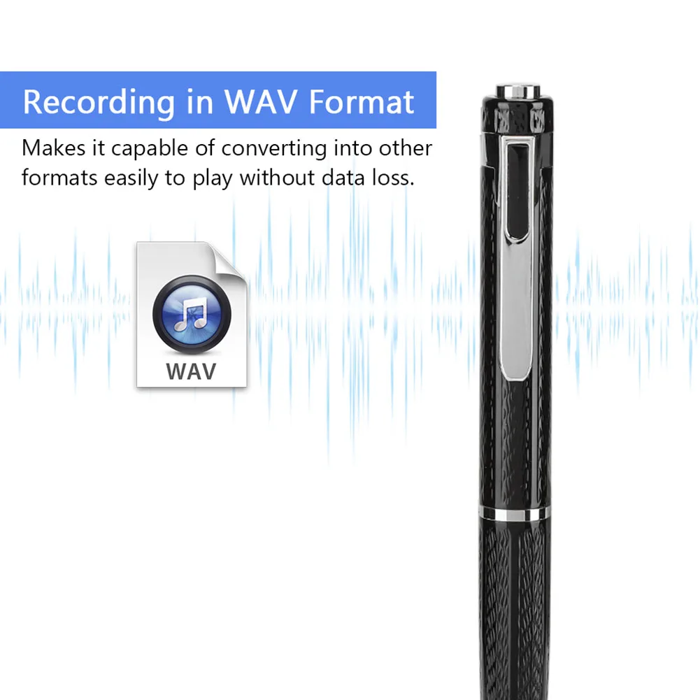 Pen-shaped Continuous 12-hour Digital Voice Recorder 192Kbps One-button Audio Recorder Portable Audio Video