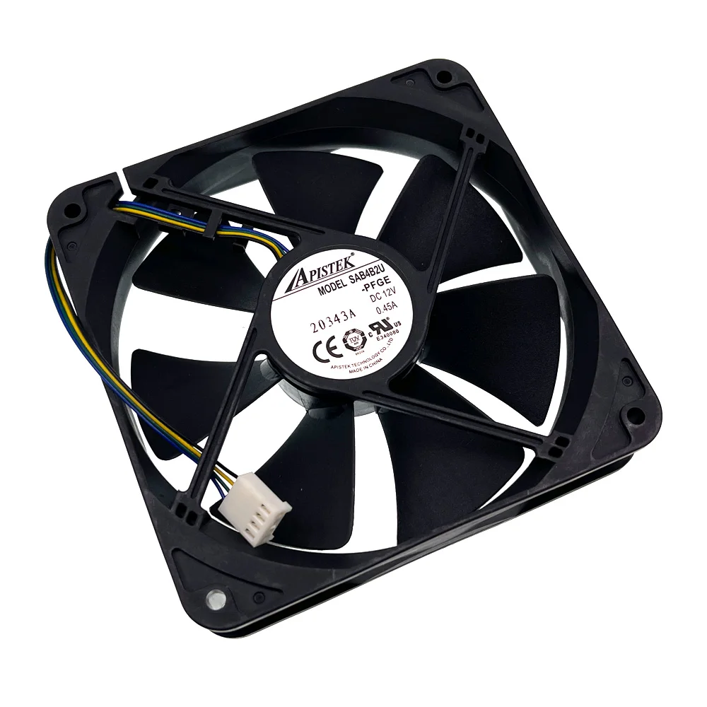 SAB4B2U -PFGE 120mm 12cm PWM Water Block Watercooler Cooling Fan,120X120X25mm 12V Dual Ball Bearing 2700RPM for Apistek Fans