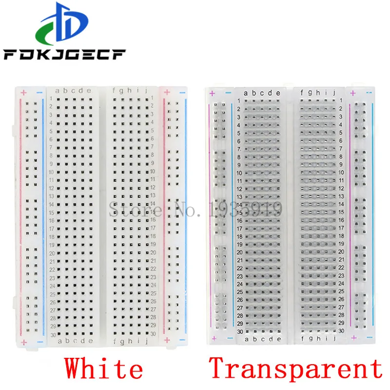 Mini bread board/breadboard 8.5cm x 5.5cm 400 holes Transparent/White DIY Electronic experimental Universal PCB