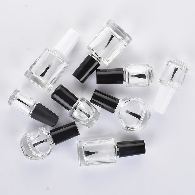 10-50pcs/lot 2ml-15ml Empty Glass Nail Polished Bottles With Brush High Transparent Glass Nail Polish Bottle Cosmetic Container