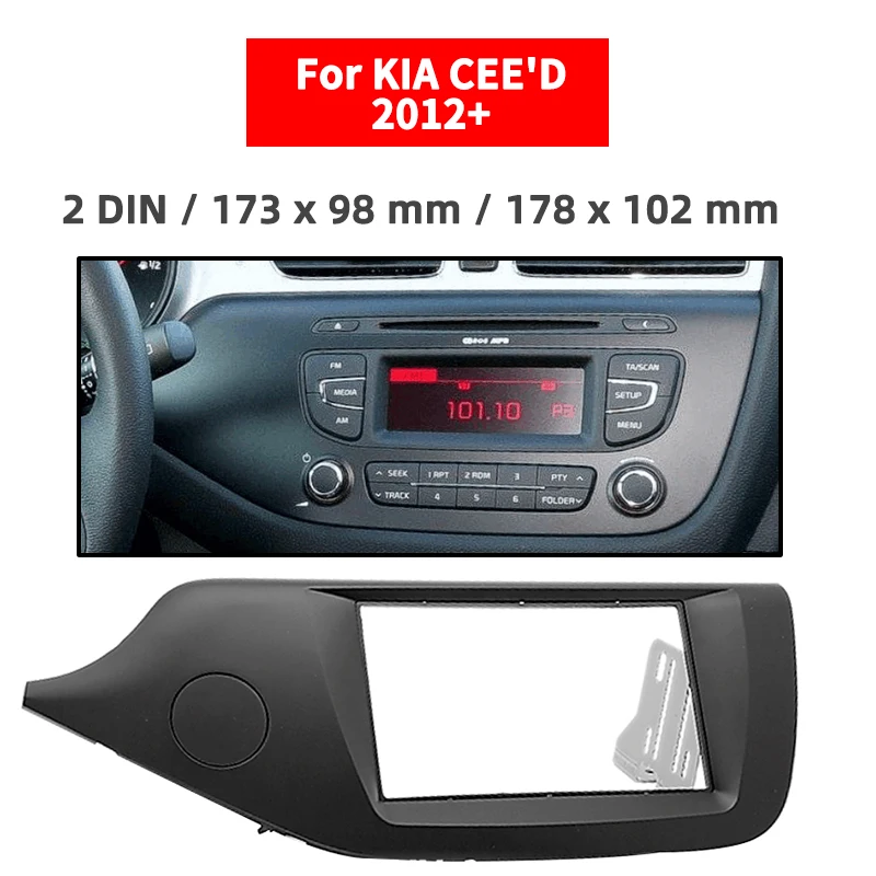 

Double Din Radio Fascia for KIA CEE'D 2012+ Panel Dash Mount Installation Trim Kit Face Black Frame GPS Left Wheel