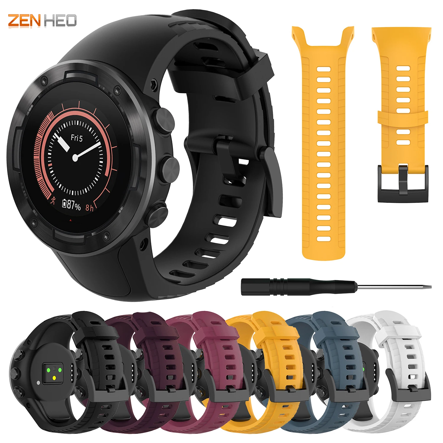 Correia de pulso de silicone para suunto 5, correia de relógio inteligente de silicone com reposição para a pulseira do suunto 5