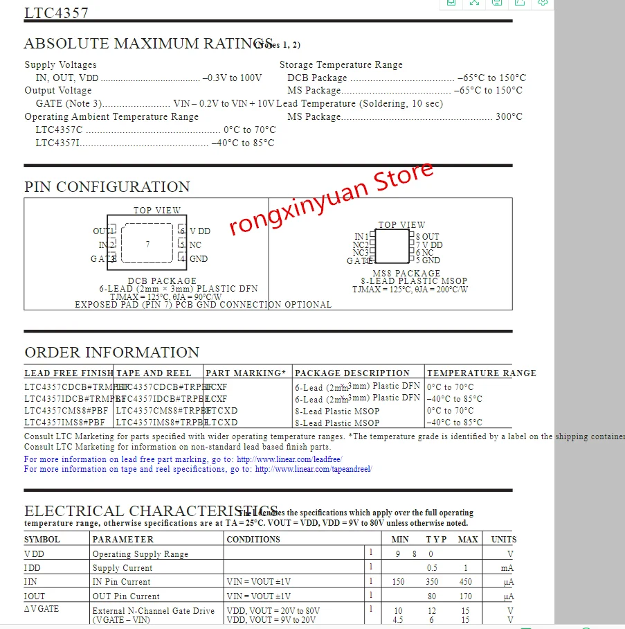 Muslimb # TRPBF marcatura: LTCXD muslim# PBF muslimb LTC4357 Controller diodo ideale ad alta tensione positivo nuovo originale