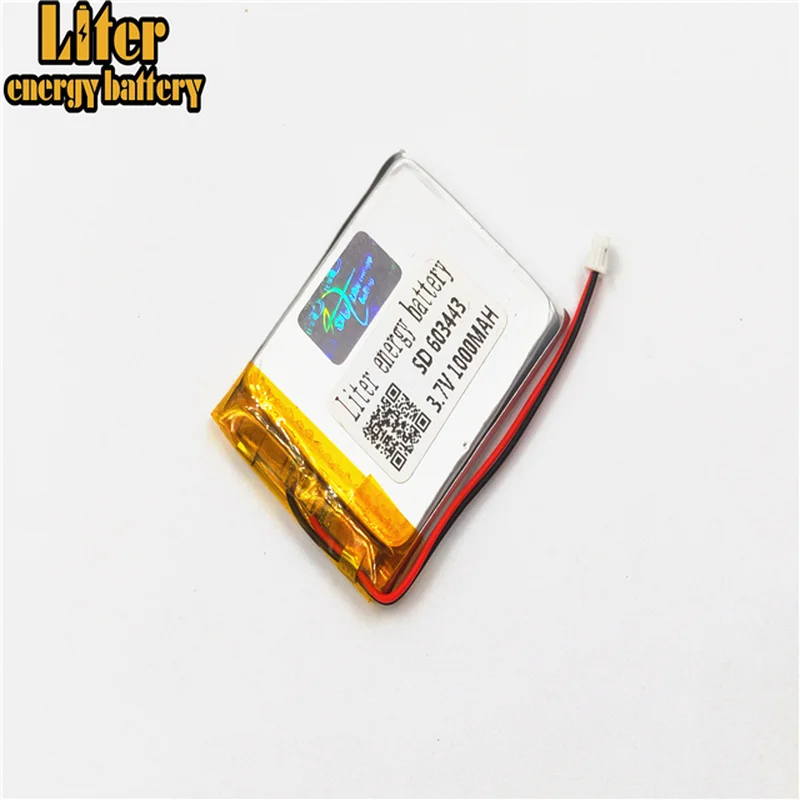 1.25MM 2pin connector 603443 1000mah 3.7v Rechargeable lipo battery solar li ion polymer lithium battery with PCM