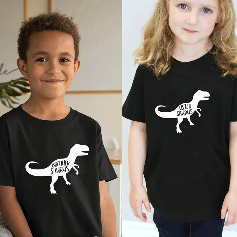 Daddy Mommy Brother Sister Baby Saurus Family Matching T-shirts Funny Dinosaur Family Clothes Summer Cotton Family Look Outfits