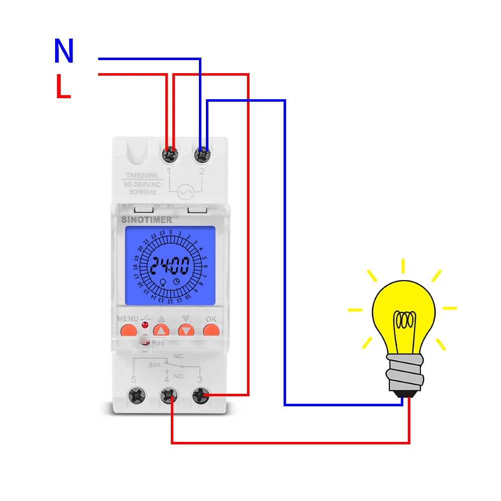 24hrs Digital Analogue Din Module Time Switch Backlight Large LCD Display Industrial Timers Controller 16A 30A Relay 85-265VAC