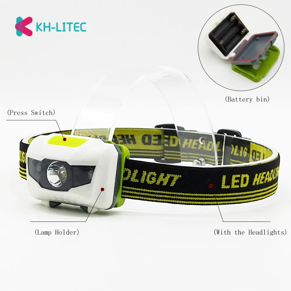 Portable Mini 4 Modes Lightweight Headlight LED Camping Head lamp Head Flashlight Running Head light Camping Headlamp AAA Battey