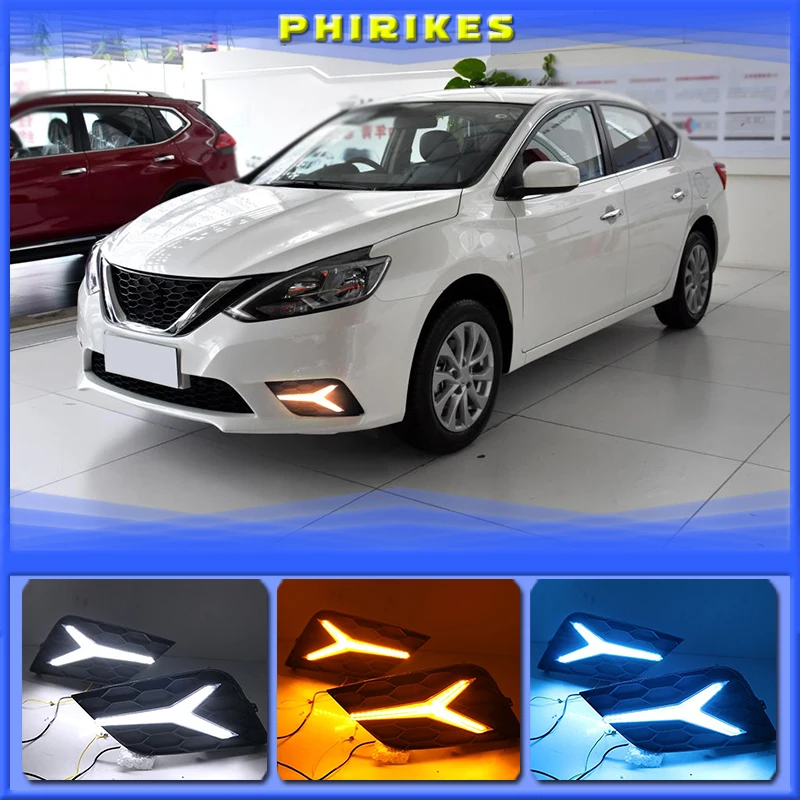 

For Nissan Sentra Sylphy 2016 2017 2018 headlight headlights 2pcs LED Daytime Running Lights DRL fog lights