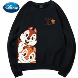 Disney Sweatshirt Chip 'n Dale Cartoon Letter Print O-Neck Pullover Long Sleeve Loose Fashion Couples Unisex Women Tops 6 Colors