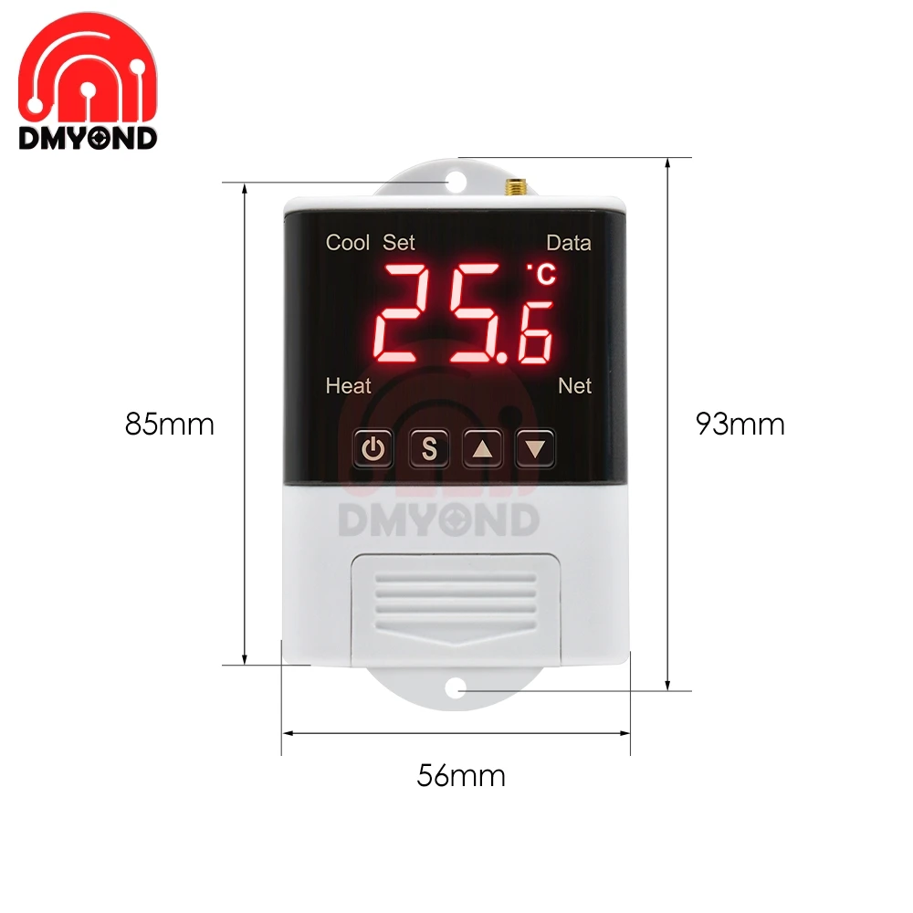 New AC 110V 220V Digital Temperature Controller For Incubator Cooling Heating Switch Thermostat DS18B20 Sensor with WIFI Antenna