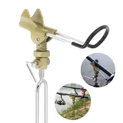 Adjustable Stainless Steel Fishing Rod Stand Gold Metal Handle Support Holder for Telescopic / Handle Rod