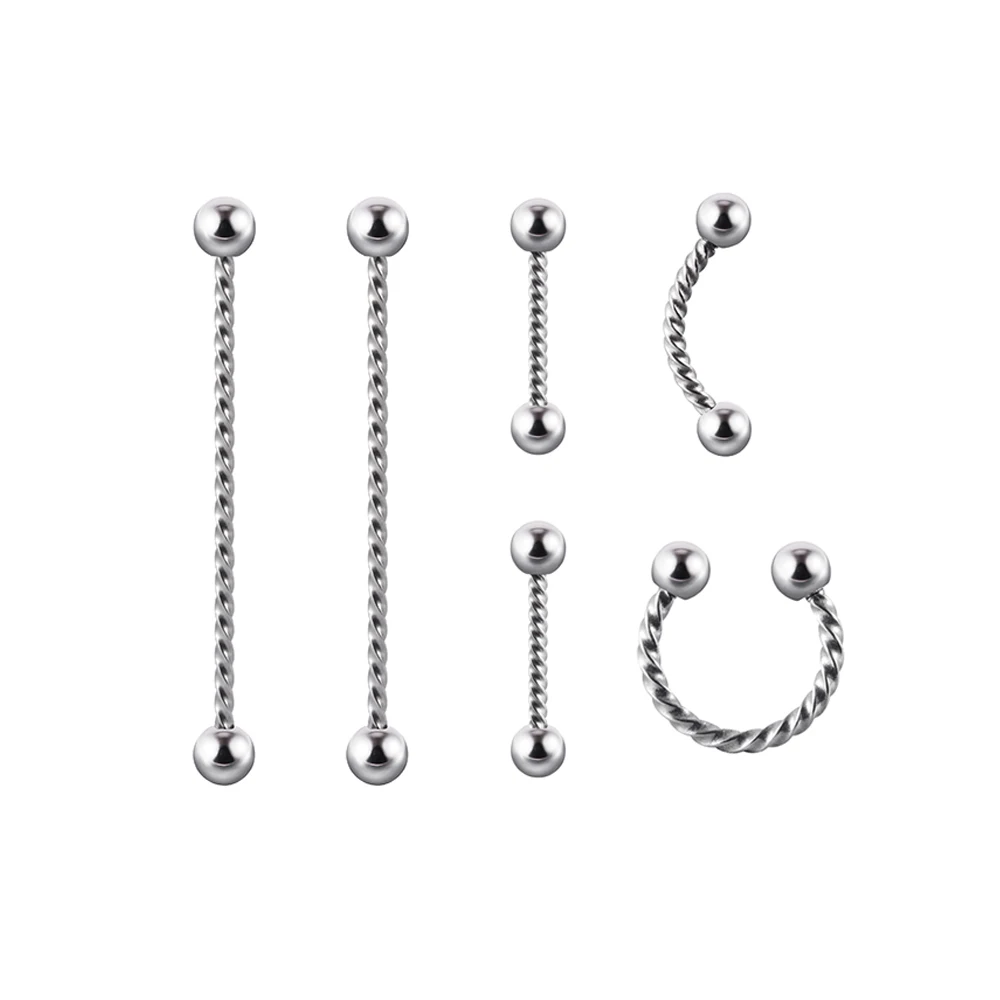 CHUANCI1pc Stainless Steel Twist Industrial Barbell Earrings Horseshoe Nose Ring Eyebrown Ring Nipple Tongue Bar Piercing Jew