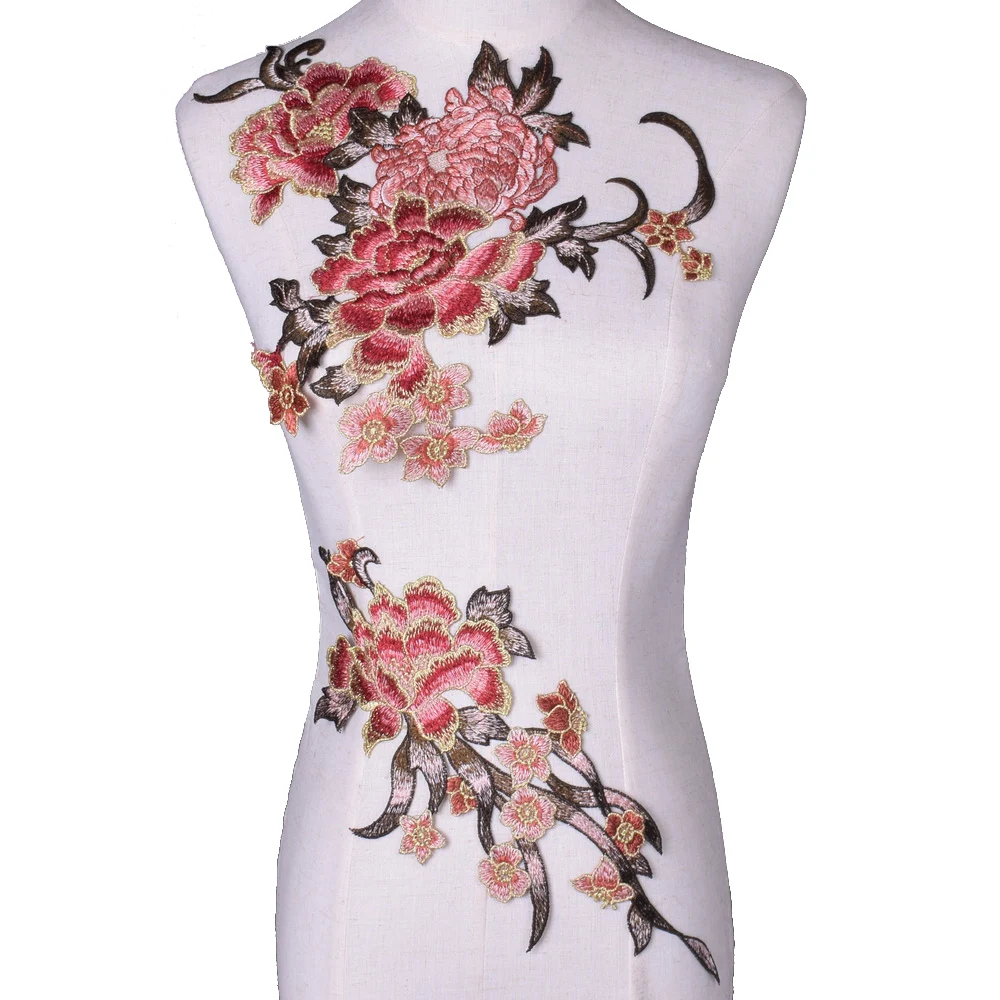 2 szt./zestaw naszywki haftowane z motywem kwiatowym, materiałowe aplikacje do zasłon, sukienek cheongsam, akcesoria, do samodzielnego szycia i napraw
