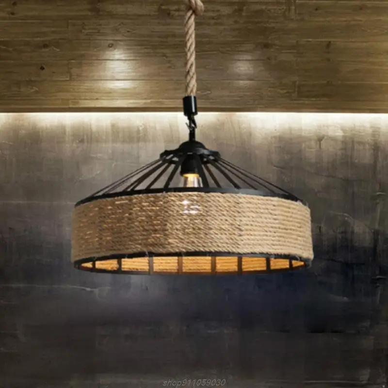 lustre suspenso estilo luminaria retro industrial ferro com teto canhamo rustico jy21 21 01