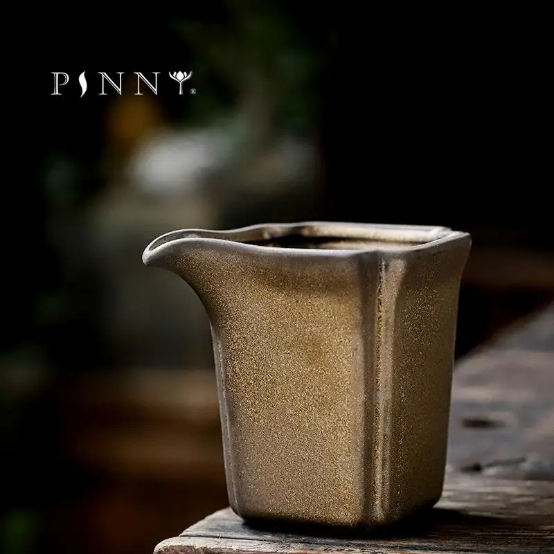 

PINNY 150ML Ceramic Retro Gold Glaze Chahai Japanese-style Coarse Pottery Fair Cups Split Tea Cup Pigmented Vintage Drinkware