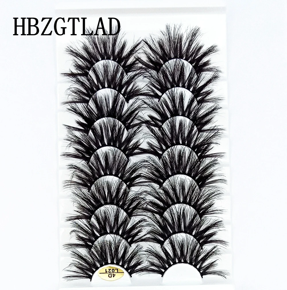 HBZGTLAD 8 Paare 25 mm lange 3D-Nerzwimpern, natürliche, lange, künstliche Wimpern, dramatisches Volumen, falsche Wimpern, Make-up-Verlängerungswimpern – Detail 12