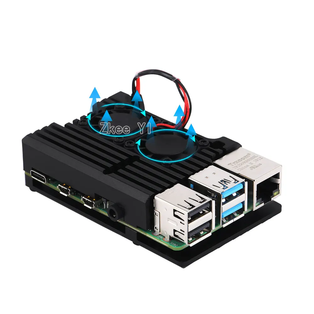 Aluminium Case Legering Armor Met Cooling Heatsink Dual Fan Voor Raspberry Pi 4 Model B