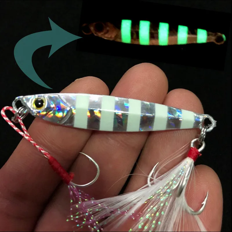 Ufishing Glow Jigging Fishing Lure 7g/4cm 10g/4.5cm 15g/5.2cm 20g/6cm 30g Small Metal Shore Cast Jigs