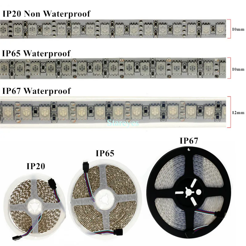 SMD 5050 120 LED 5m DC12V DC24V RGB Ice blue LED Strip Light IP20 IP65 IP67 Waterproof Flexible LED Tape Ribbon Home Decoration