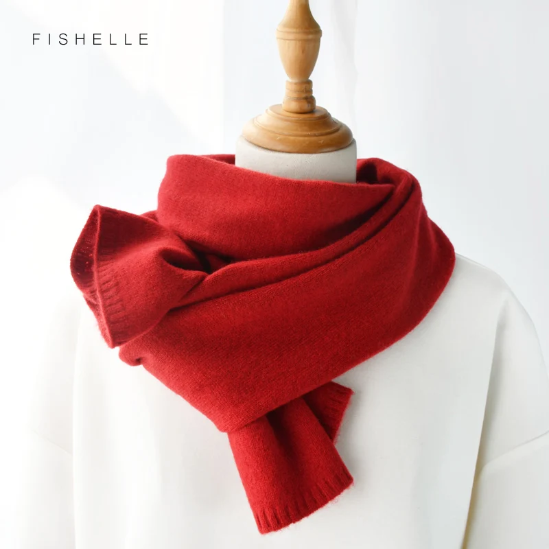 2023 new red wool scarf women winter warm knitted thin scarves woman small short scarfs ladies