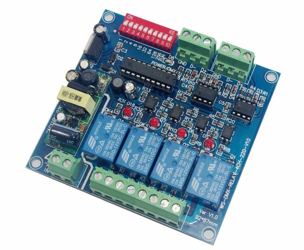 

4CH DMX512 relay decoder;AC110-220V input;4 group relay switch;without case Free shipping