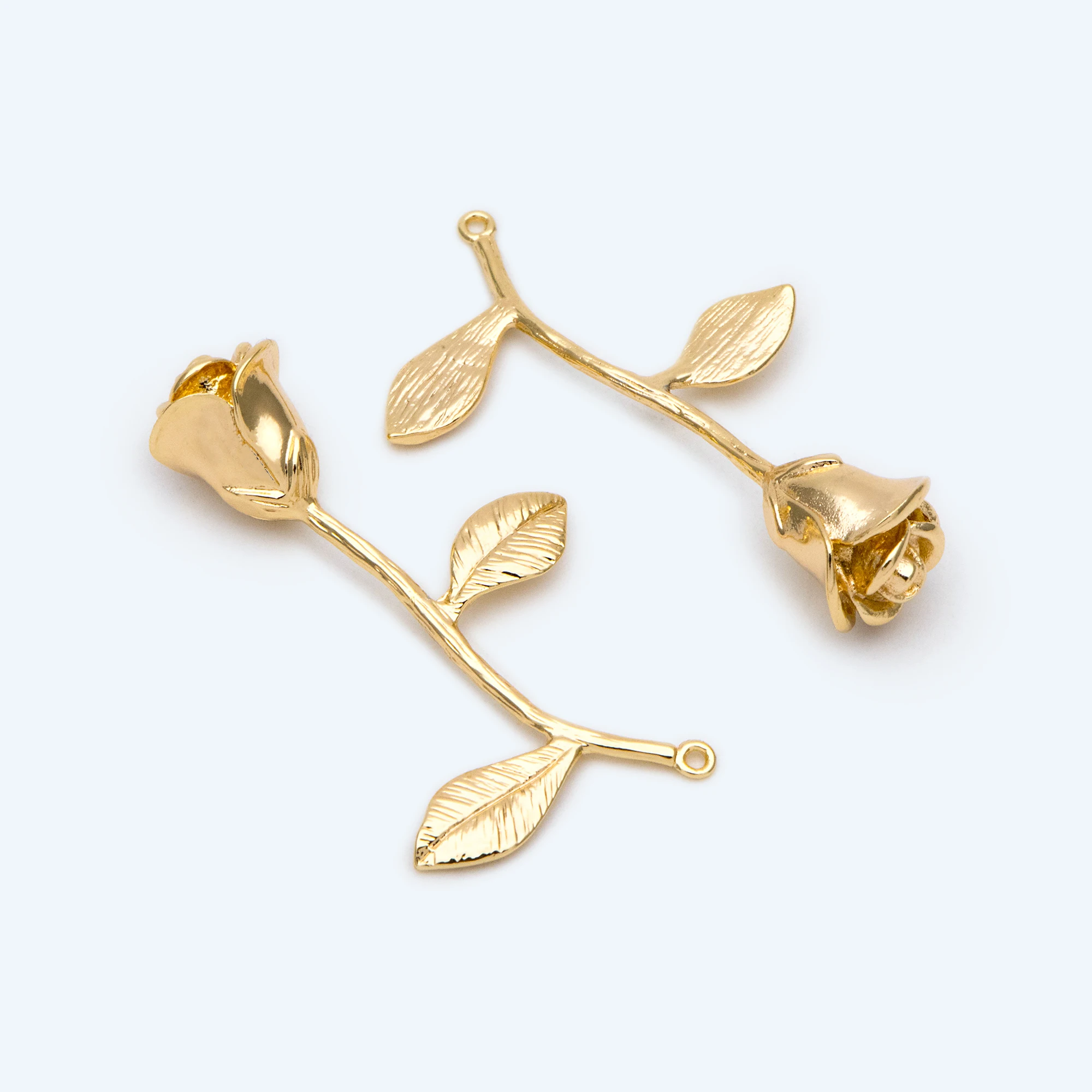 

4pcs Rose Charms, 18K Gold Plated Brass, Floral Earring Pendants (GB-2651)