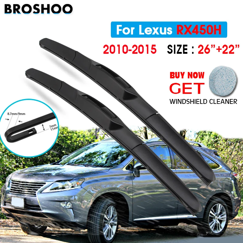 

Car Wiper Blade For Lexus RX450H 26"+22" 2010-2015 Auto Windscreen Windshield Wipers Blades Window Wash Fit U Hook Arms