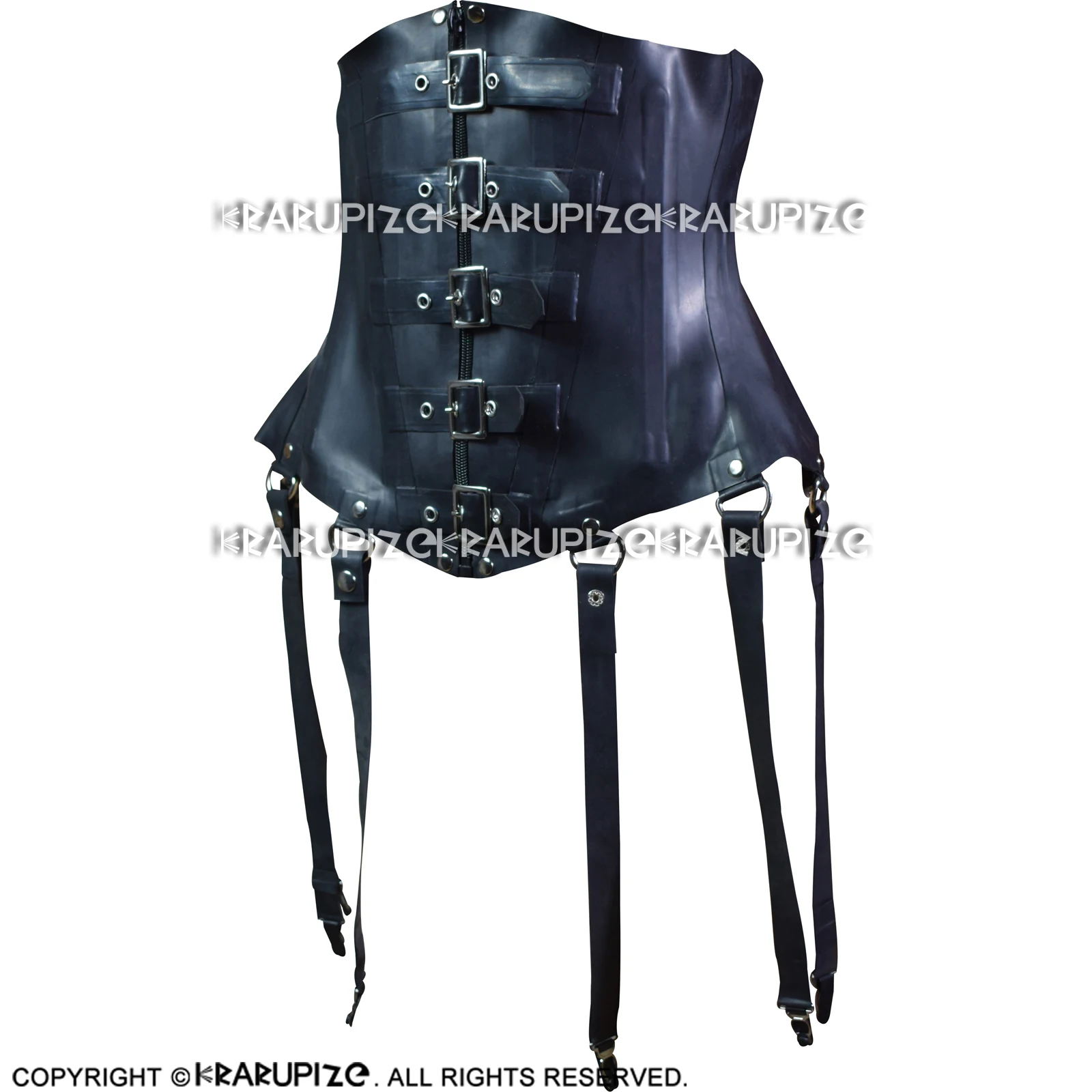 Black Sexy Latex Corsets With Lacing At Back Rubber Bustiers Top Clothing 1.0MM CY-0032