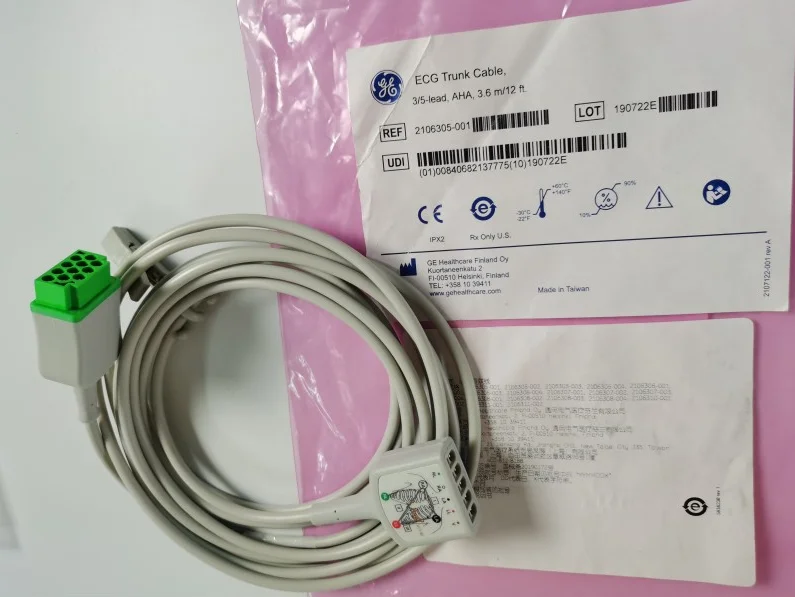  GE Original ECG Trunk Cable Blood oxygen cable 3/5-lead  AHA 3.6m/12ft. REF: 2106305-001