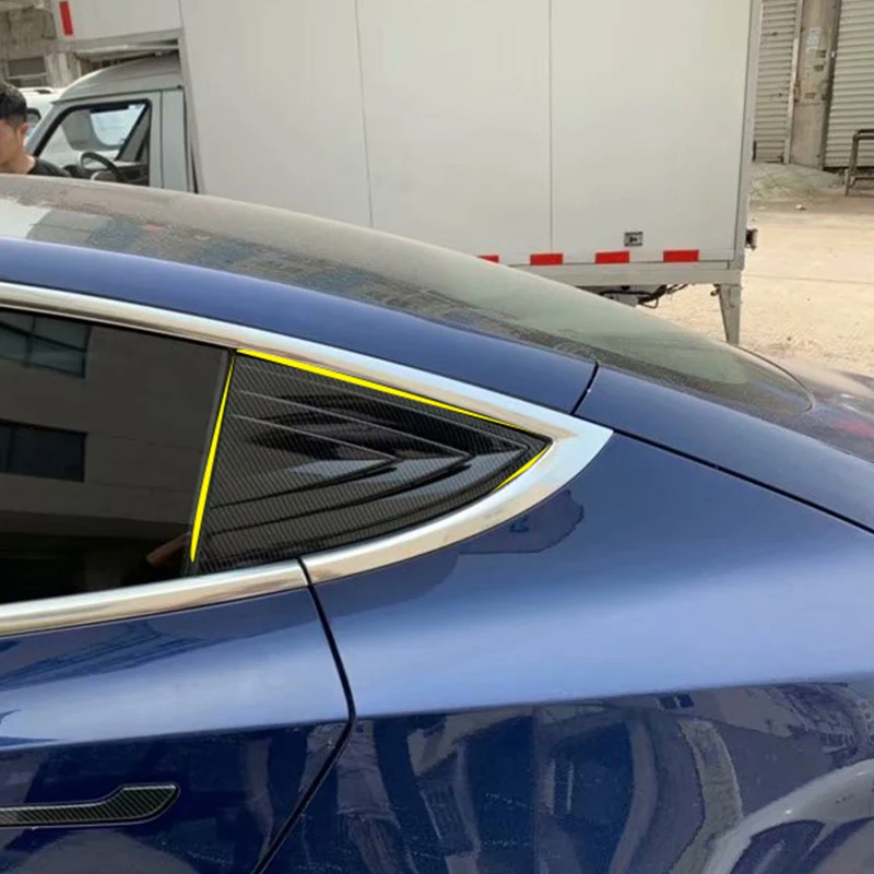 Carbon Fiber Front Glass Triangle Door Window Inner Triangle Sticker A Pillar Cover Trim For Tesla Model 3 Accessories