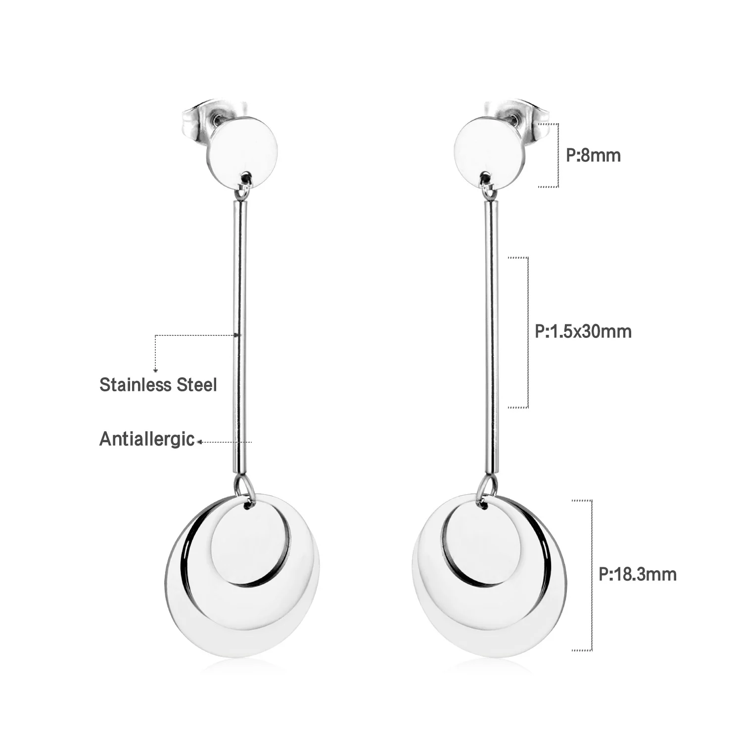 LUXUSTEEL Round Shape Drop Earrings Stainless Steel Gold Color Dangle Jewelry Women Fashion Accessories Wholesale Party