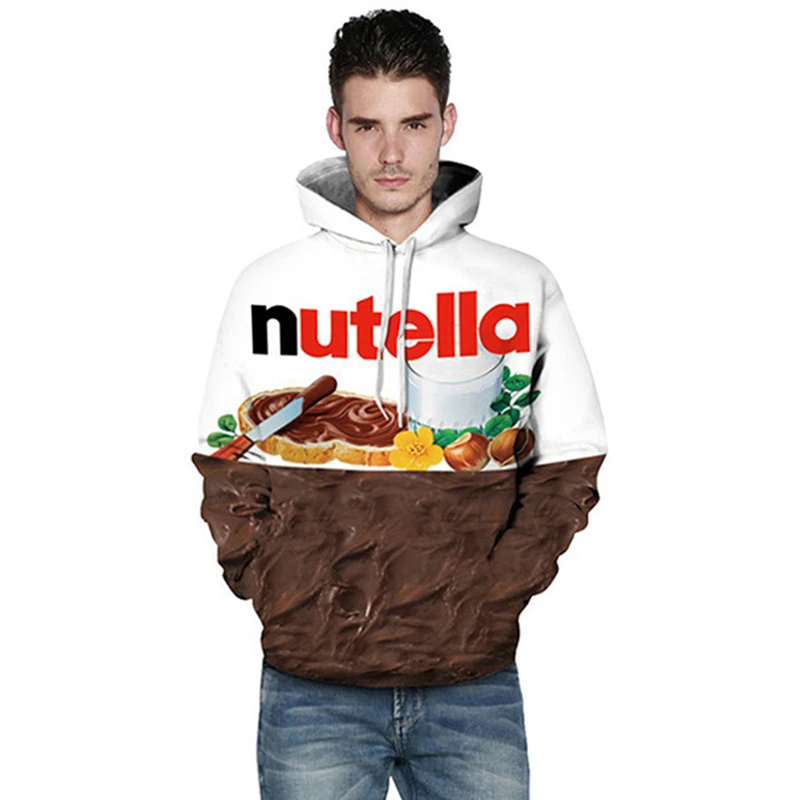 Sudadera con capucha 3d para hombre y mujer, suéter con estampado de Nutella, comida, Hip Hop, estilo informal, a la moda, novedad