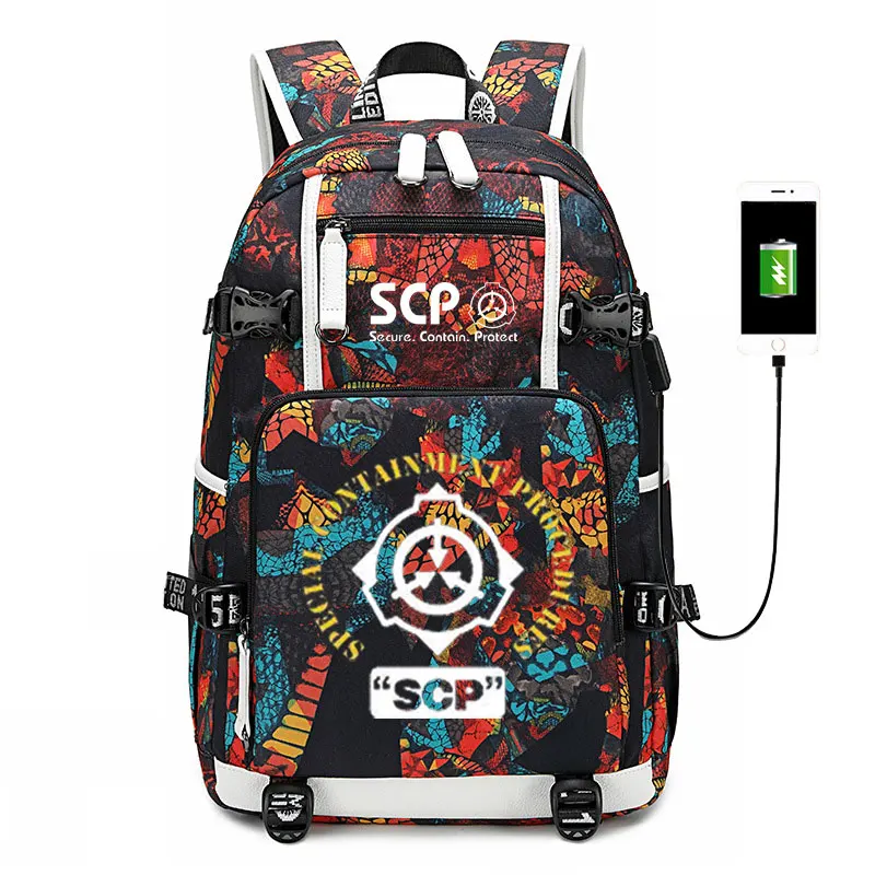 Imagem -03 - Bolsa Scp Fundação Mochila Estudante Schoolbag Homem Luminous Bolsas de Viagem Feminino Bolsa Usb Novo