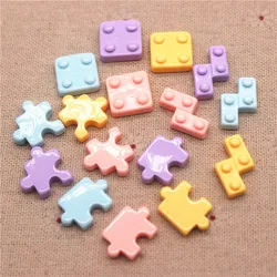 20pcs Mixed Resin Mini Jigsaw Puzzle Flat back Cabochon DIY Craft Scrapbook Jewelry Accessories