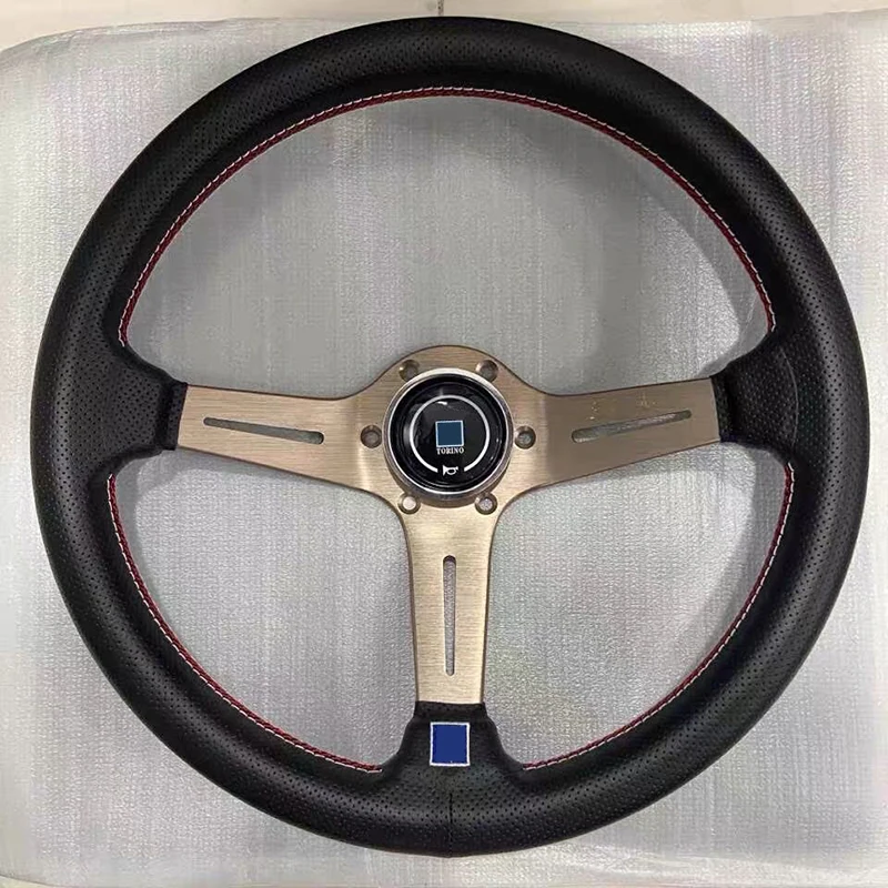 14inch Steering Wheel Auto Universal Racing Sport Dish Steering Wheel 350mm Leather Handmade Sewing Thread N20S0802