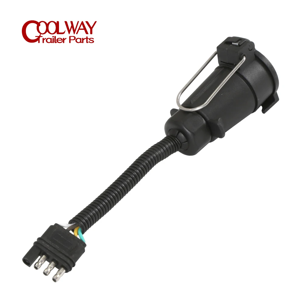 Trailer Tow Wiring Harness 4 Pin Flat Plug To 7 Way European Style Round Trailer Socket Adapter RV Connector Camper Accessories