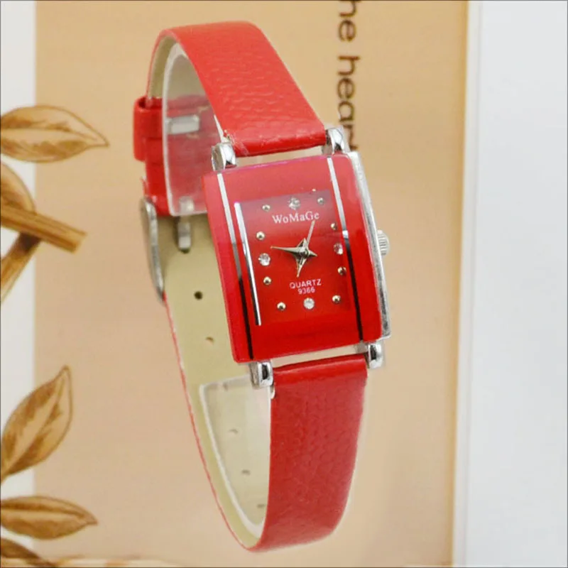 

Womage Womens Watches Ladies Watches Fashion Rectangle Women Watches Leather Belt Quartz Watch relogio feminino horloge dame