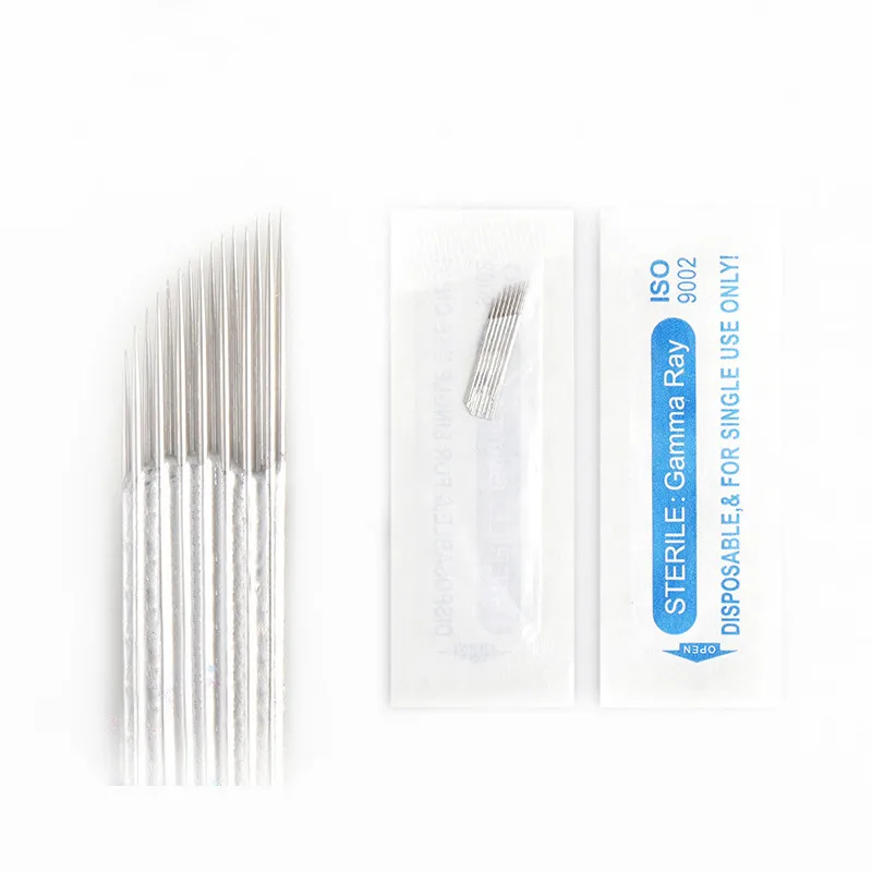 50pcs Tattoo Eyebrow Needles Double Row 15 pins Bevel Blade 3D Embroidery Suit For Eyebrow Permanent Makeup Tattoo Manual Pen