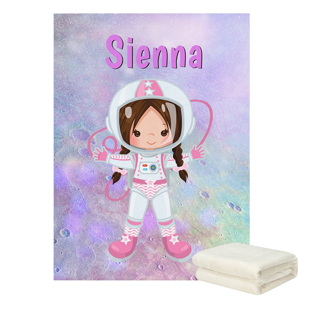 LVYZIHO Space Astronaut Girl/Boy Personalized Blanket Kids Blanket- 30x40 /48x60/60x80 Inches - Fleece Blanket