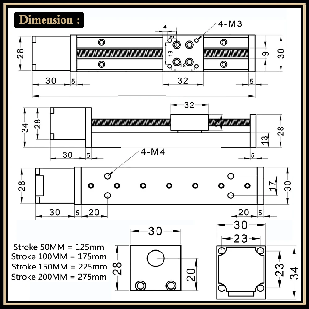 Kits de controlador de Motor lineal de riel de guías, paso de módulo lineal deslizante de 1-12mm, rieles lineales de 50mm ~ 200mm, actuador de carrera para impresora 3D XYZ