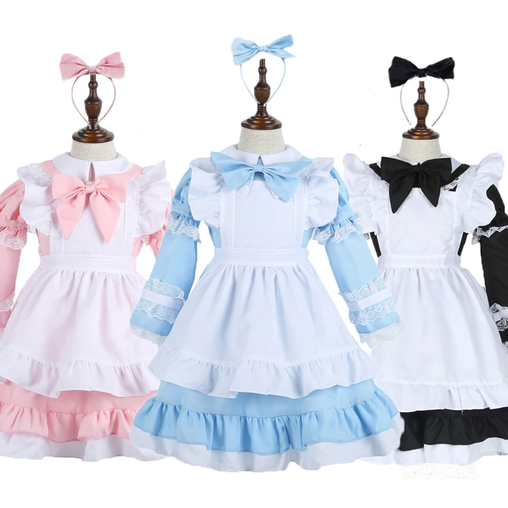 

Halloween Cosplay Costumes for Girls Christmas Party Cosplay Dress Children's Halloween Black Maid Cosplay Lorita Princess Skirt