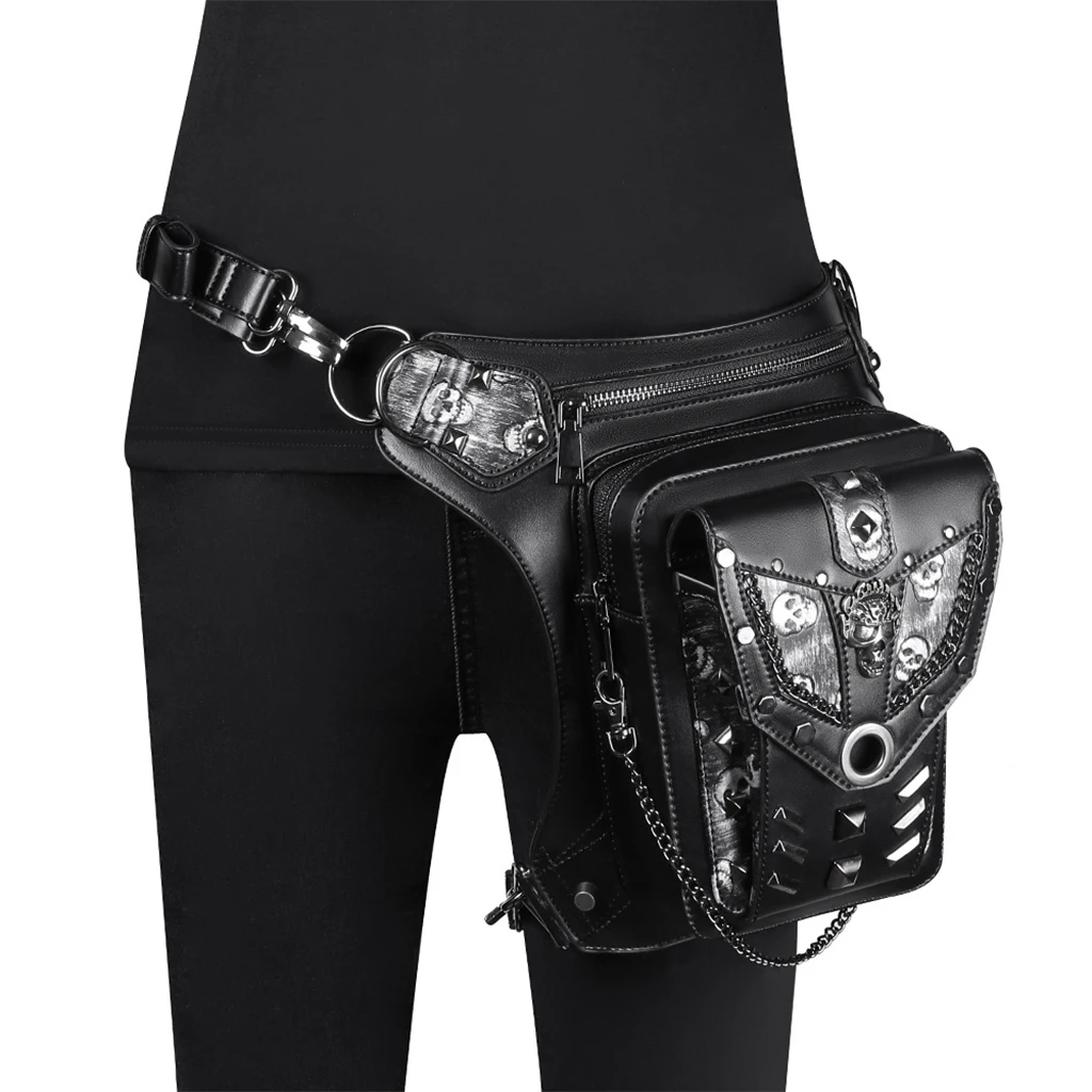 Gothic Steampunk Waist Bag Fanny Pack Satchel Leg Drop Bag Hip Holster Purse