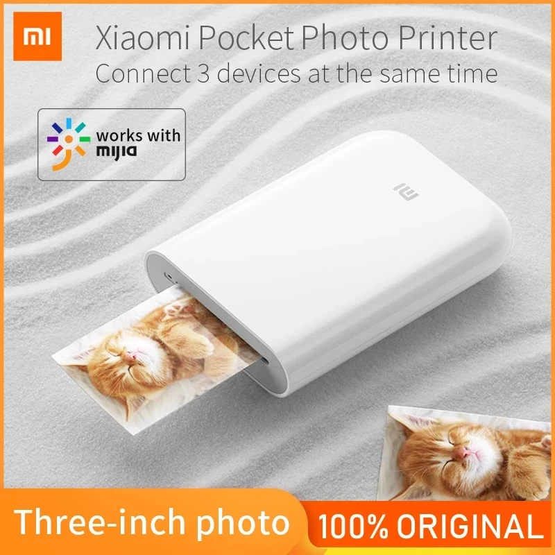 Original Xiaomi AR Pocket Photo Printer 300dpi Portable Travel Pocket Bluetooth Printer Bright Colors Picture Camera DIY Share