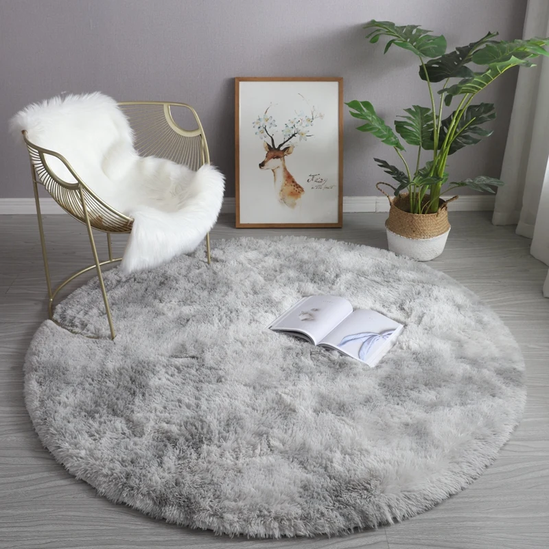 

Fluffy Circle Rug for Kid Room Furry Carpet Shaggy Circular Rug for Nursery Room Fuzzy Plush Rug Cute Room Decor Carpet for Baby