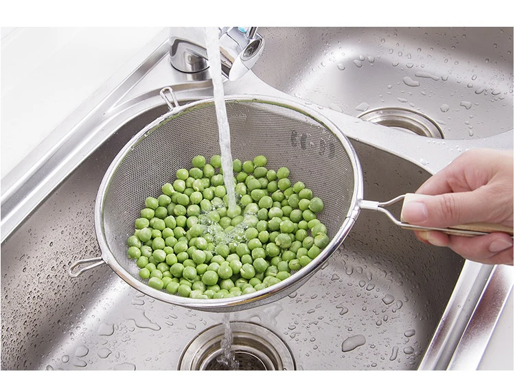 Thick stainless steel colander strainer for household noodles and dumplings Large kitchen frying colander